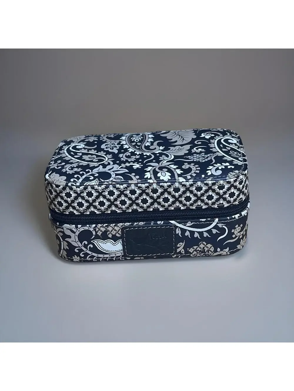 Vintage Fossil Coated Canvas Cashmere patterns Cosmetic Makeup  Jewelry Case